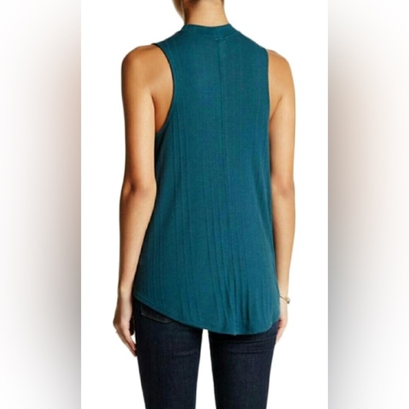 Free People Women's Faye turquoise Ribbed Tank Top Size S - Picture 3 of 5